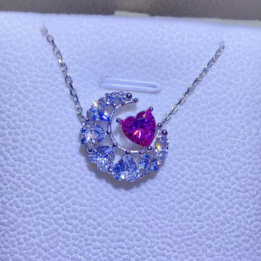 Eternal Love 1 Carat Moissanite Sterling Silver Heart Necklace