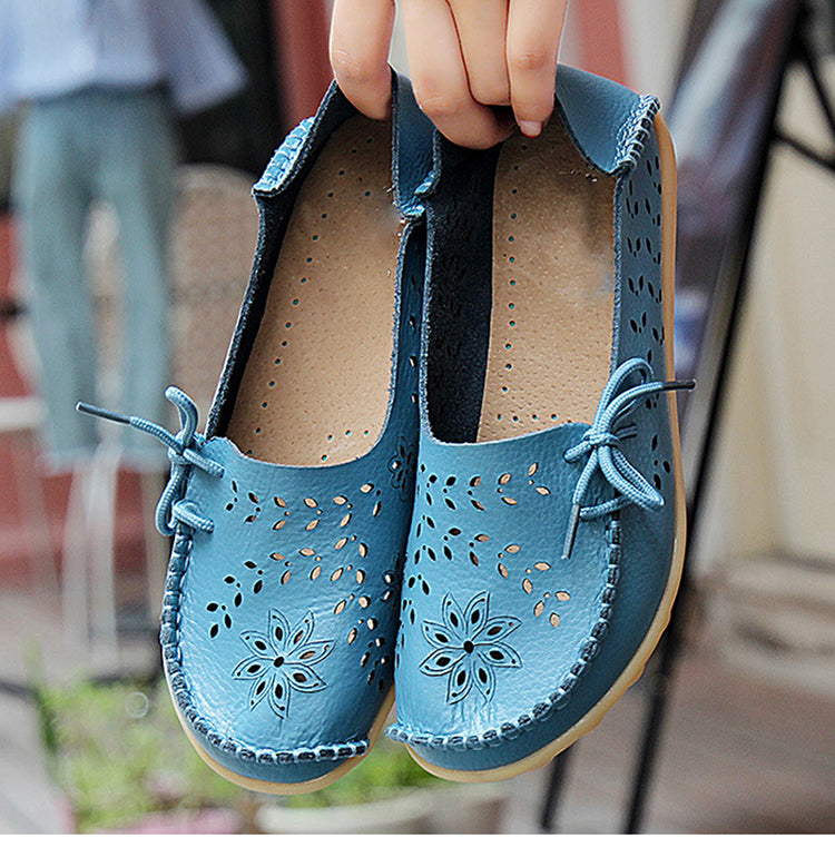 Gratia Leather Feather Loafers Flats