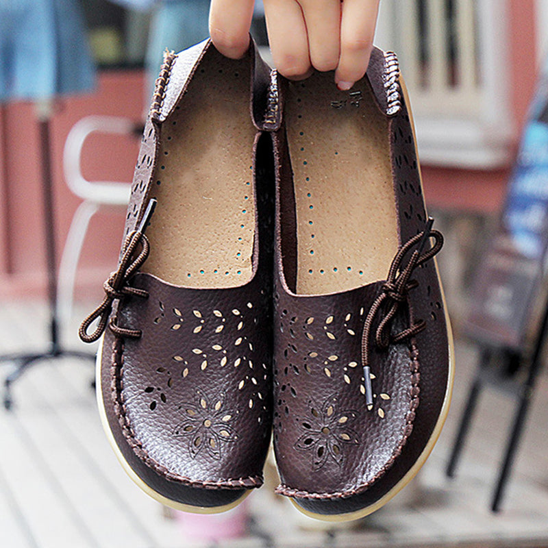 Gratia Leather Feather Loafers Flats