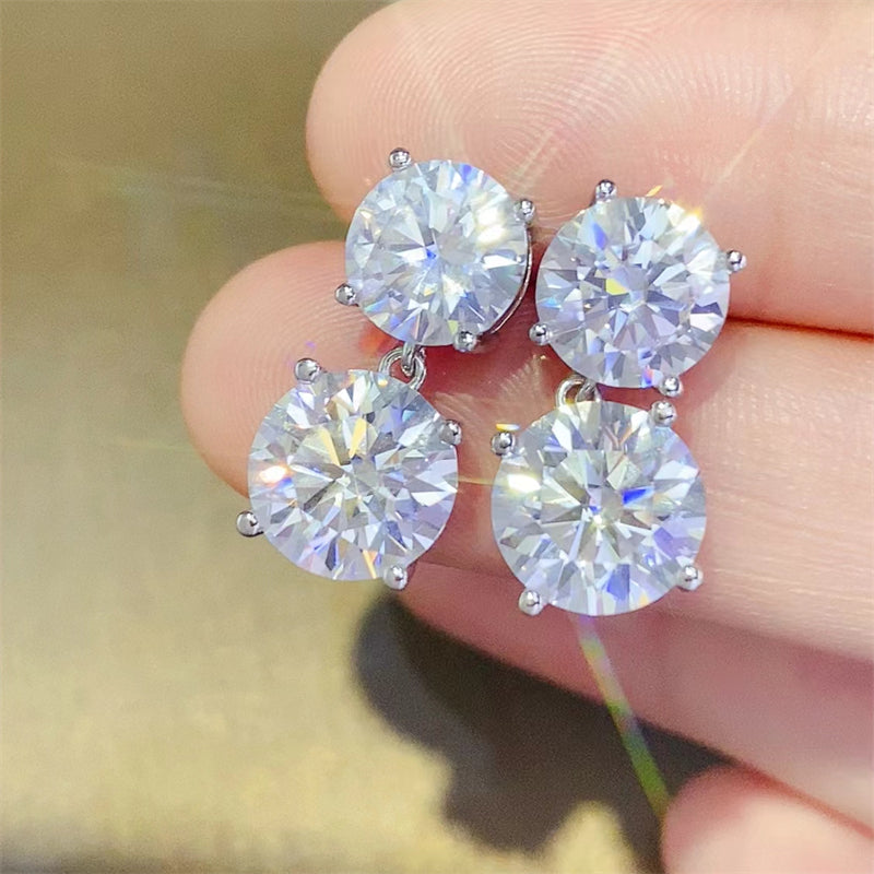 Stellar Radiance 10 Carat Moissanite Silver Earrings