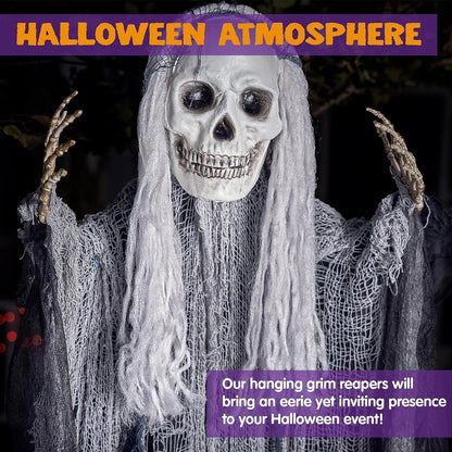3Pcs Halloween Hanging Grim Reapers, One 55in, Two 35in Skeleton Flying Ghosts – Ventayo