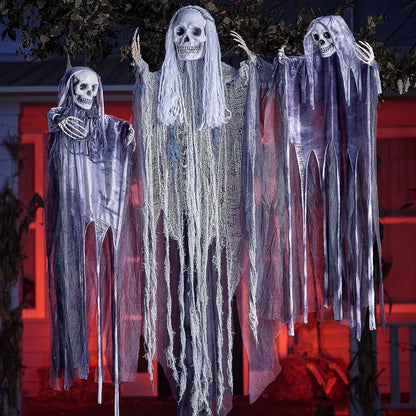 3Pcs Halloween Hanging Grim Reapers, One 55in, Two 35in Skeleton Flying Ghosts – Ventayo
