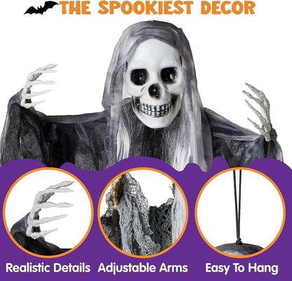 3Pcs Halloween Hanging Grim Reapers, One 55in, Two 35in Skeleton Flying Ghosts – Ventayo