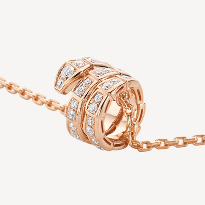 Clytia Love Serpenti Necklace,925 Silver,18k Rose Gold Plated,Cubic Zircon Paved