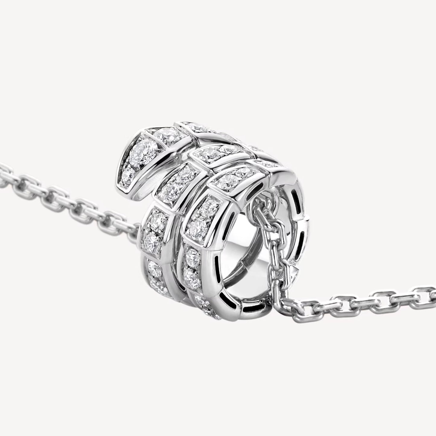 Clytia Love Serpenti Necklace,925 Silver,18k White Gold Plated,Cubic Zircon Paved