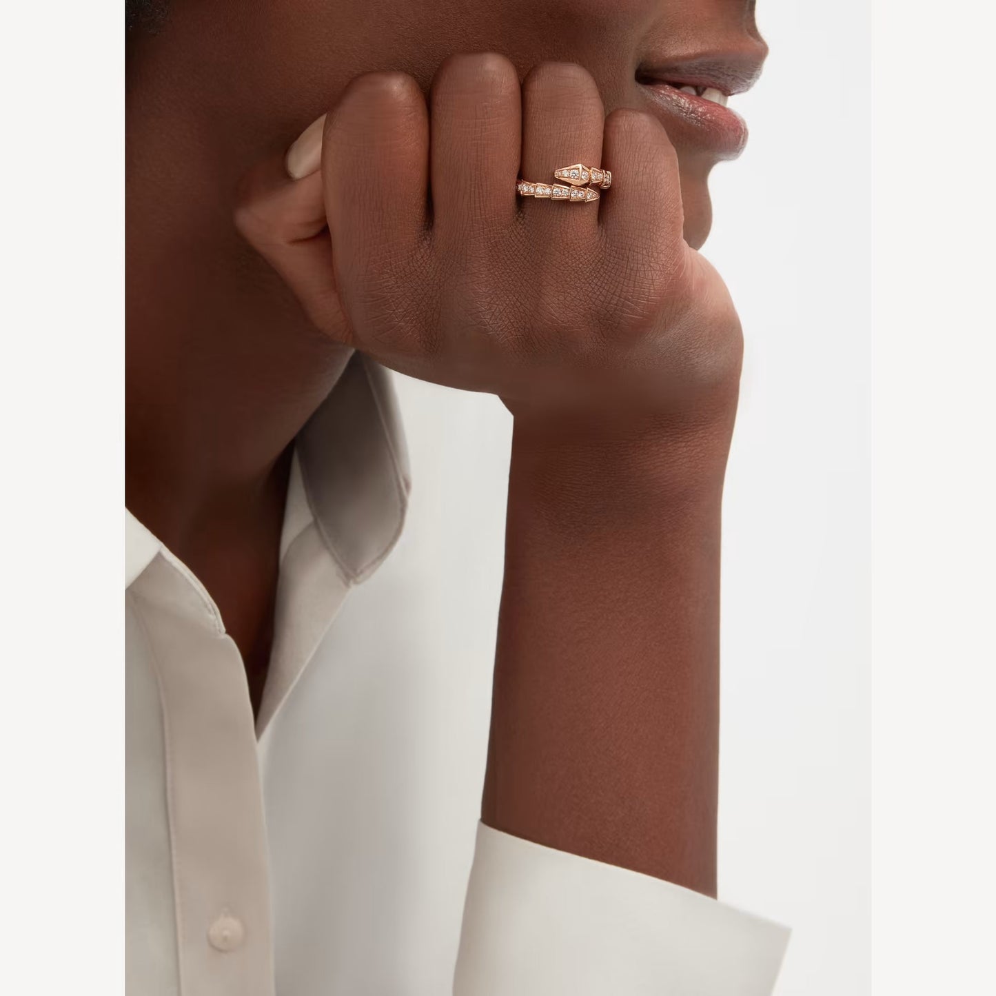 Clytia Love Serpenti Ring,18k Rose Gold Plated,Cubic Zircon Paved