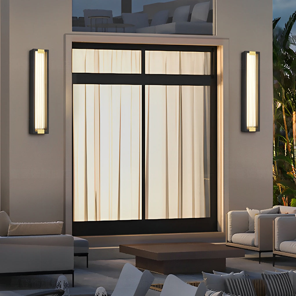 Lámpara de porche moderna rectangular impermeable con luz LED y aplique de pared