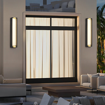 Lámpara de porche moderna rectangular impermeable con luz LED y aplique de pared