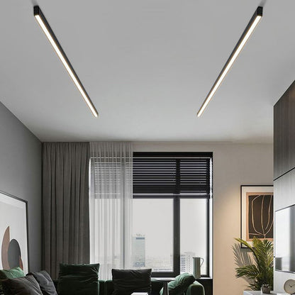 Lineaire moderne LED zwarte metalen plafondlamp met vlakke montage