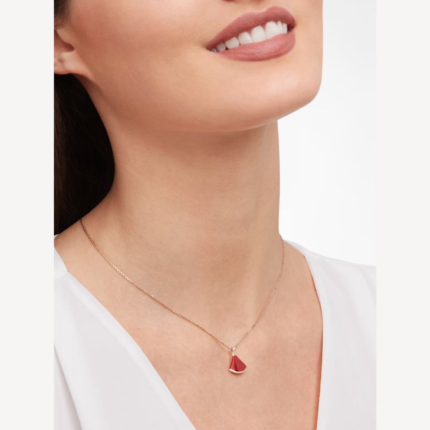 Clytia Love Divas'Dream Necklace,925 Silver,18k Rose Gold Plated,Red Agate