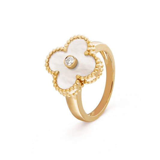 Clover Leaf Ring,925 Silver, 18k Gold Plated