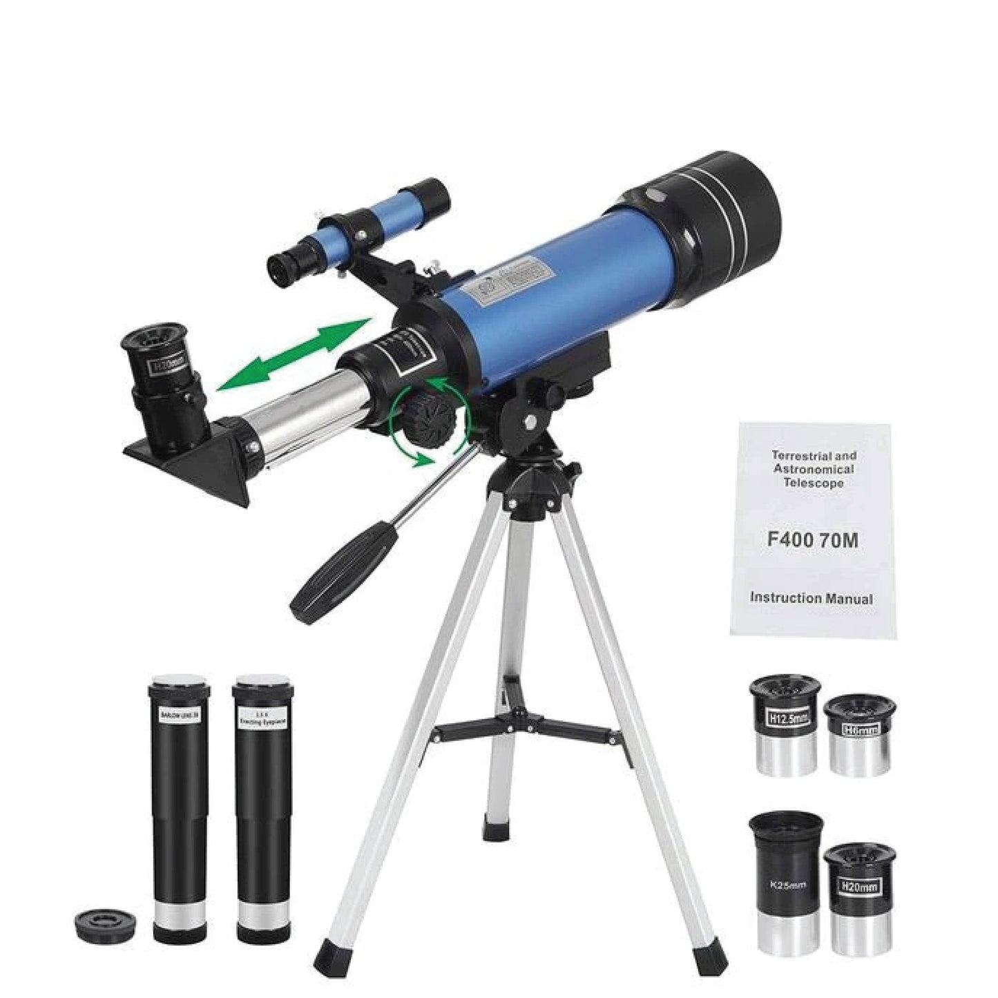 Télescope spatial Pro pour débutants équipé d'un grossissement 150X et d'une lentille Barlow 3X bleue