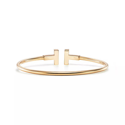 T Bangle,18k Yellow Gold Plated,Mother of Pearl