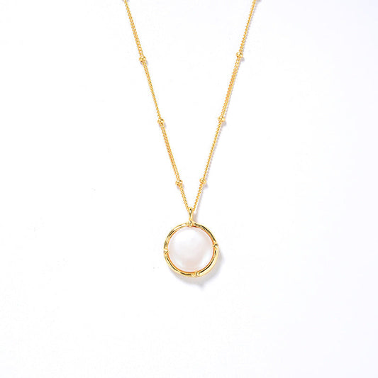 Baroque Button Pearl Necklace，925 Silver, 18k Gold Plated