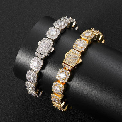 Clustered Tennis Bracelet in Yellow Gold -10mm