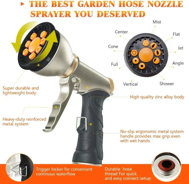 Expandable Garden Hose – Heavy Duty Flexible Water Hose with Nozzle