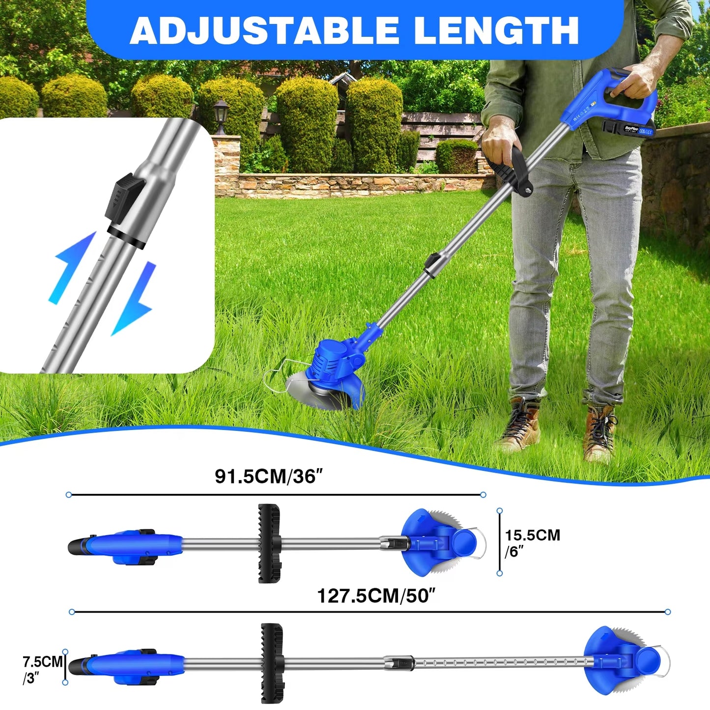 Battery Operated Cordless Grass Trimmer & Carbon Steel Weed Brush