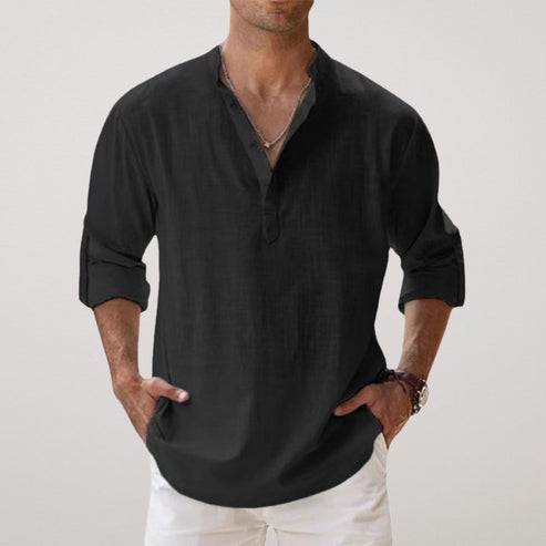 CAPRI Men’s Linen Summer Shirt – Breathable 100% Linen with Rolled-Up Sleeves