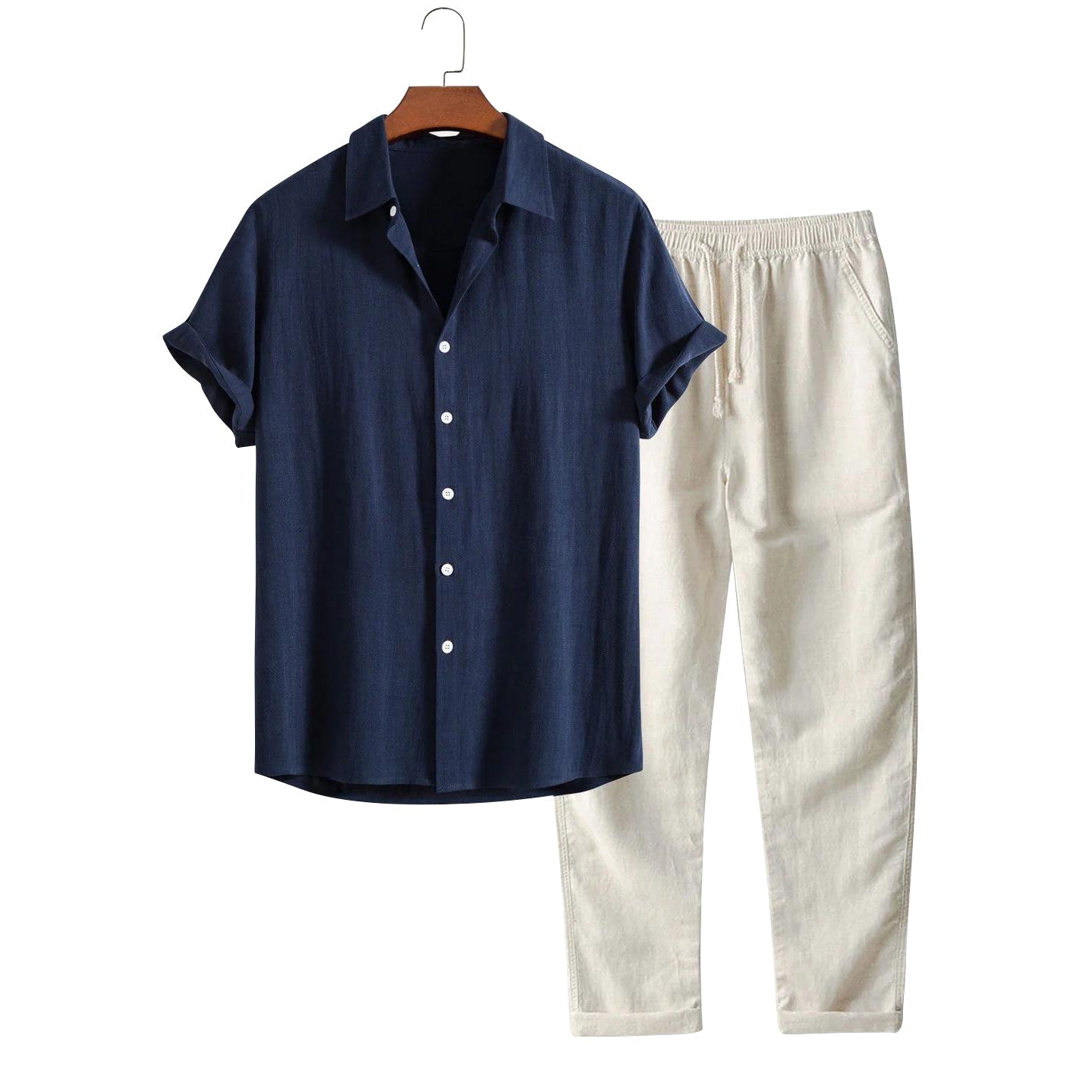 St. Tropez Légende Men’s Summer Outfit Set – Lightweight Shirt & Cotton-Linen Trousers