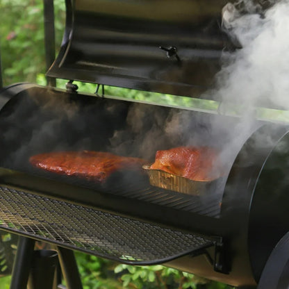 Dual-BBQ Charcoal Grill with Offset Smoker Combo