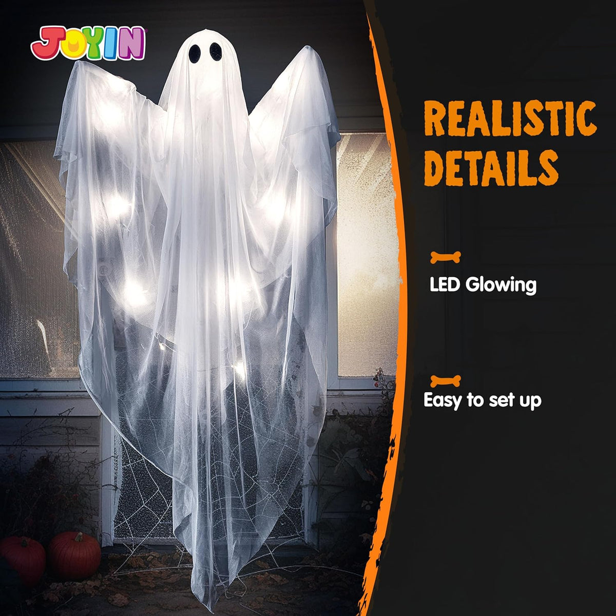 47” Halloween Hanging Light up Ghost with Spooky White LED Light – Ventayo