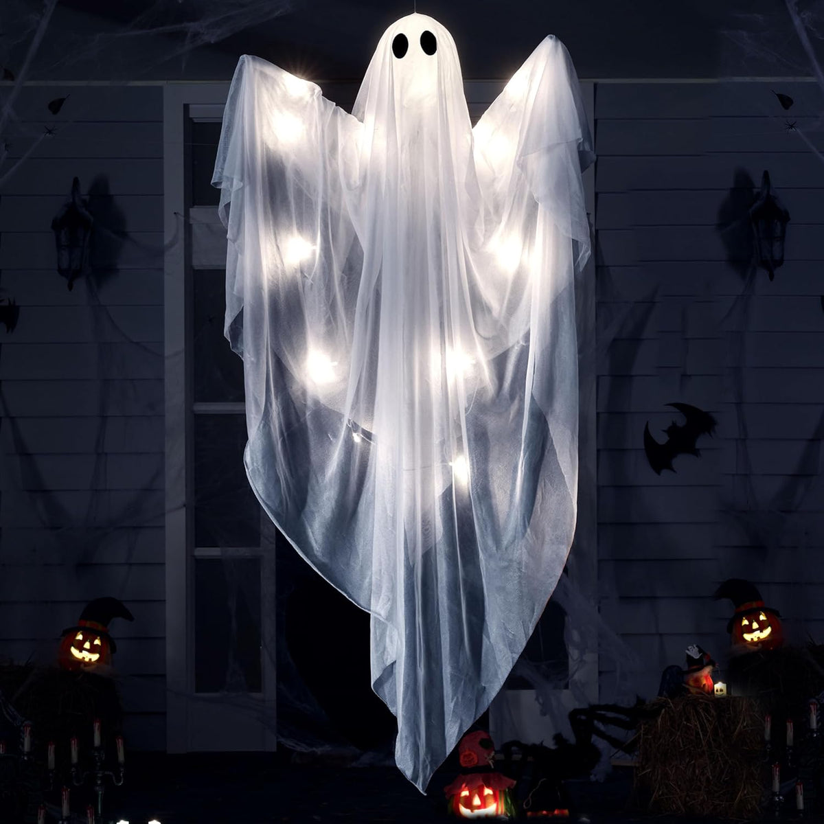 47” Halloween Hanging Light up Ghost with Spooky White LED Light – Ventayo