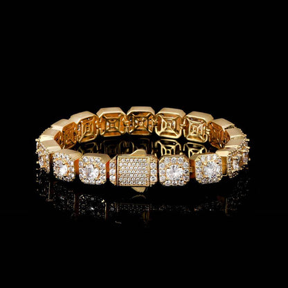 Clustered Tennis Bracelet in Yellow Gold -10mm