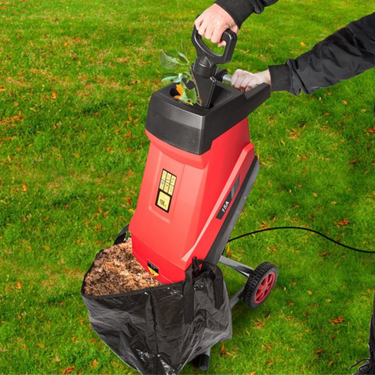 Broyeur déchiqueteur électrique lourd sur roues pour bois d'arbre de jardin