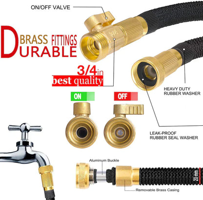 Expandable Garden Hose – Heavy Duty Flexible Water Hose with Nozzle