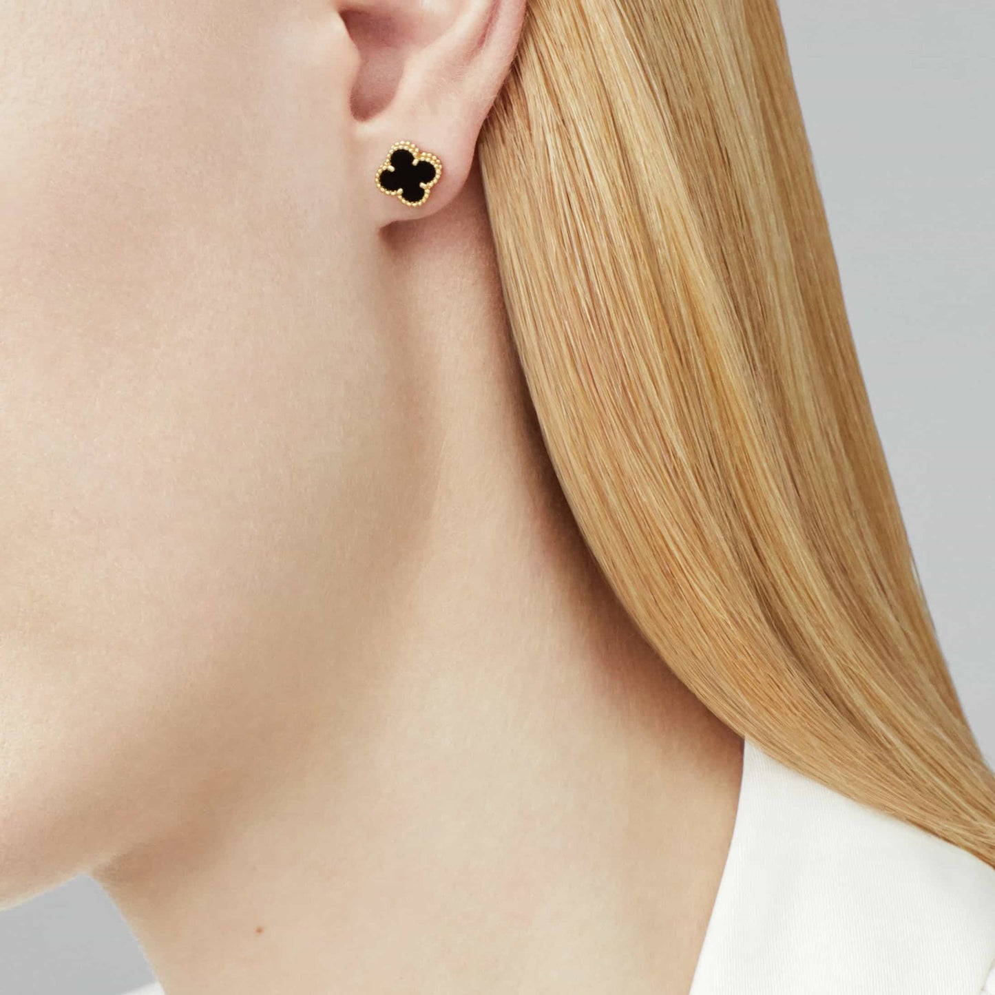 Love Clover Leaf Earstuds,925 Silver, 18k Yellow Gold Plated