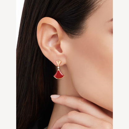 Clytia Love Divas'Dream Earring,925 Silver,18k Gold Plated,Red Agate