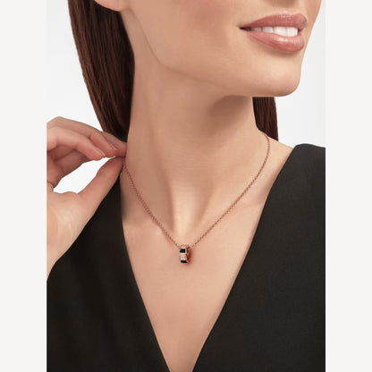 Clytia Love Serpenti Necklace,925 Silver,18k Rose Gold Plated,Black Onyx