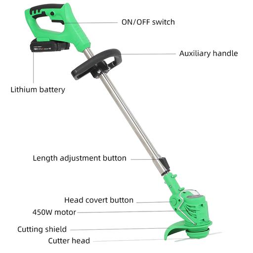 Powerful Electric Battery Operated Cordless Weed Eater - Grass Trimmer