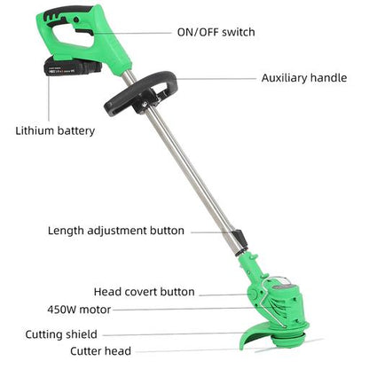 Powerful Electric Battery Operated Cordless Weed Eater - Grass Trimmer