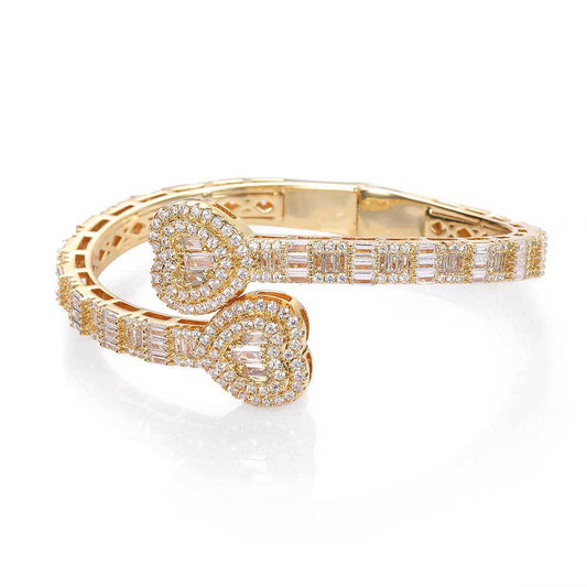 Heart Baguette Bangle Gold