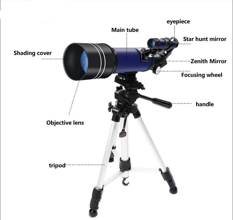 Télescope spatial Pro pour débutants équipé d'un grossissement 150X et d'une lentille Barlow 3X bleue