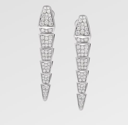 Clytia Love Serpenti viper earrings,925 Silver,18k White Gold Plated,Cubic Zircon Paved