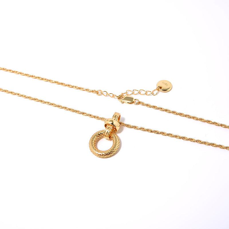 Circular Pendant Necklace, 925 Silver, 18k Gold Plated