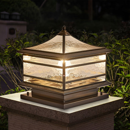Luces de Poste de Cerca Exteriores Vintage de Cobre con Vidrio Impermeable Luz de Pilar