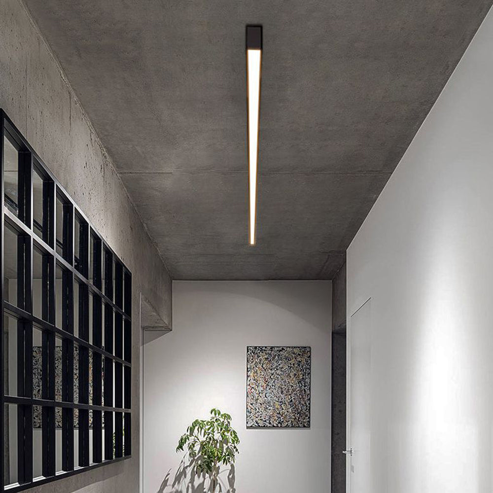 Lineaire moderne LED zwarte metalen plafondlamp met vlakke montage