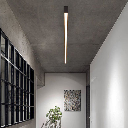 Lineaire moderne LED zwarte metalen plafondlamp met vlakke montage