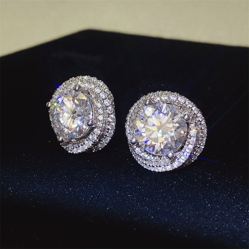 Radiant Sparkle 6 Carat Moissanite Sterling Silver Earrings