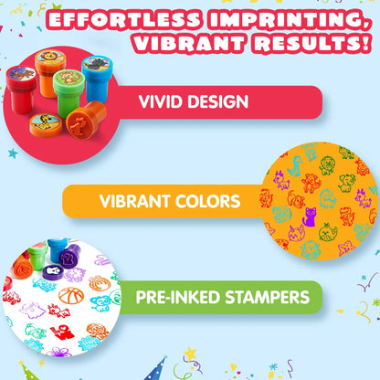 50Pcs Assorted Stamps for Kids Self-Ink Stamps with 50 Designs – Ventayo