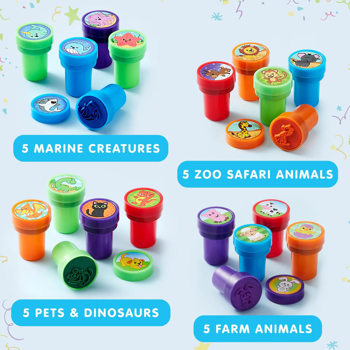50Pcs Assorted Stamps for Kids Self-Ink Stamps with 50 Designs – Ventayo