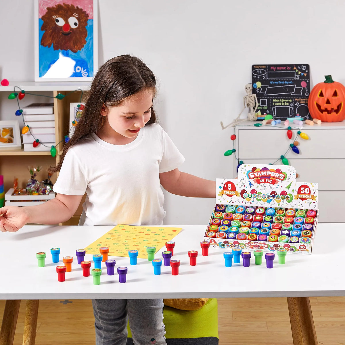 50Pcs Assorted Stamps for Kids Self-Ink Stamps with 50 Designs – Ventayo