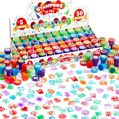 50Pcs Assorted Stamps for Kids Self-Ink Stamps with 50 Designs – Ventayo