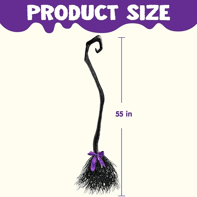 55" Witch Broom with Ribbons - Halloween Costume & Decor Prop – Ventayo