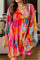 Color Block V-Neck Long Sleeve Shift Dress