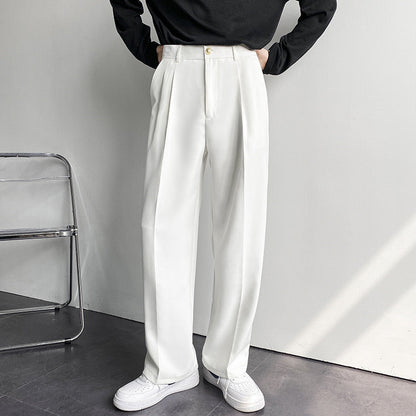 GUNSAN Fitted Trousers – Men’s Tailored Formal Pants with Pleats and Belt Loops