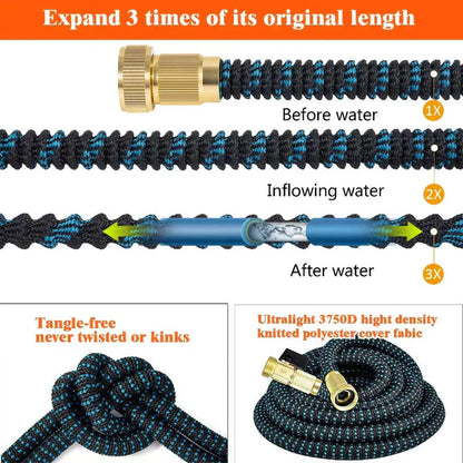 Expandable Garden Hose – Heavy Duty Flexible Water Hose with Nozzle
